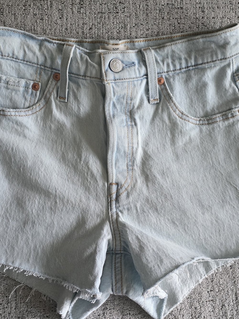 Levi's Light Blue High-Rise Cutoff Denim Shorts, Button Fly, Women's Size 25